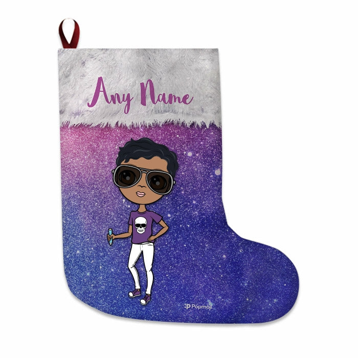Boys Personalized Christmas Stocking - Galaxy Glitter - Image 1