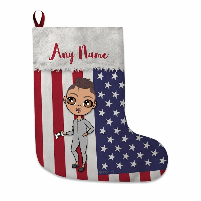 Boys Personalized Christmas Stocking - American Flag - Image 1