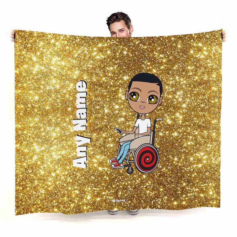 Boys Gold Glitter Effect Wheelchair Fleece Blanket - Image 1