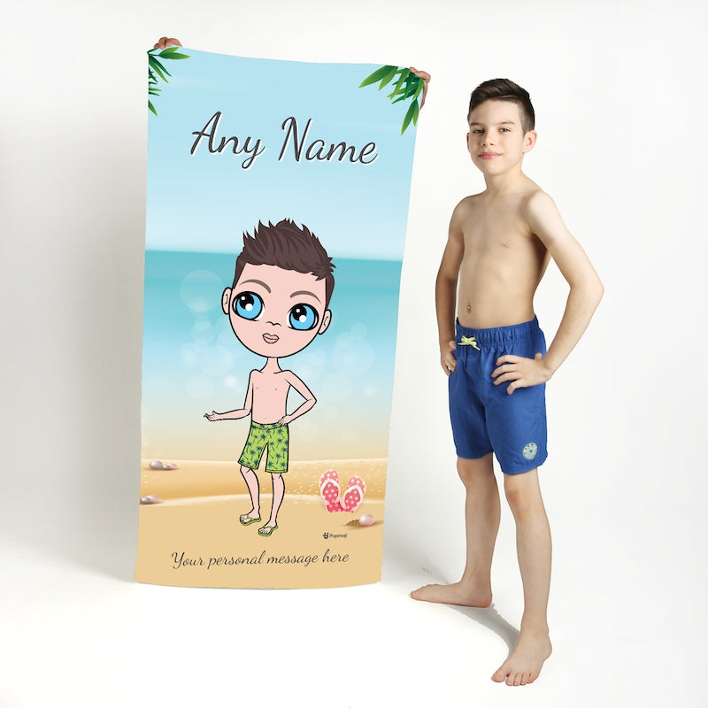Jnr Boys Beach Print Beach Towel - Image 1