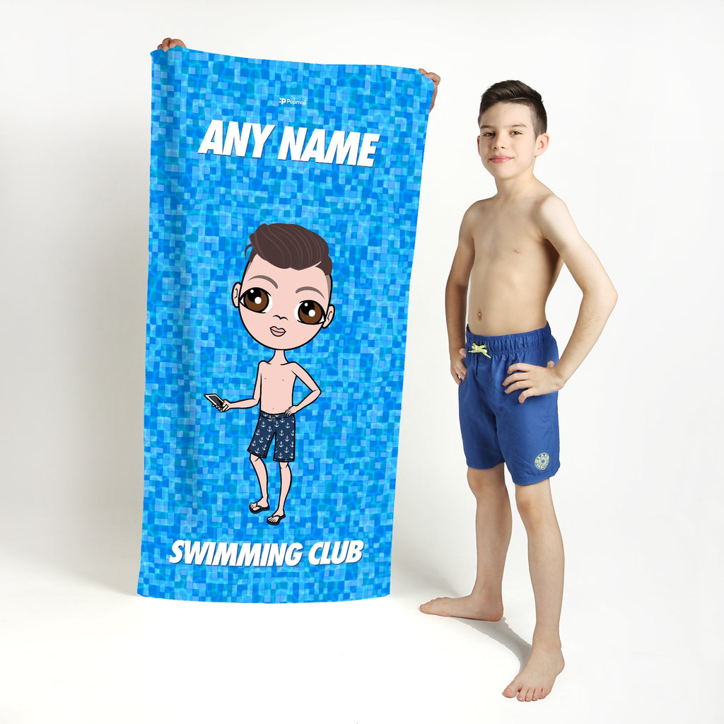 Jnr Boys Personalized Pool Texture Swimming Towel - Image 1