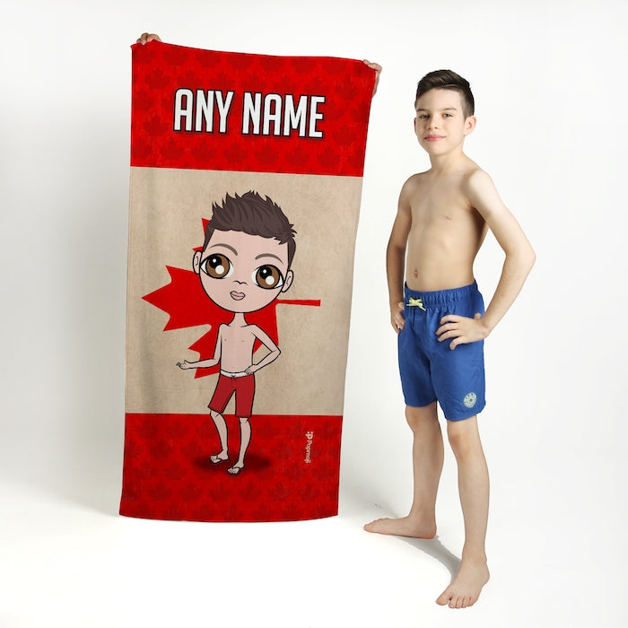 Jnr Boys Love Canada Flag Beach Towel - Image 1