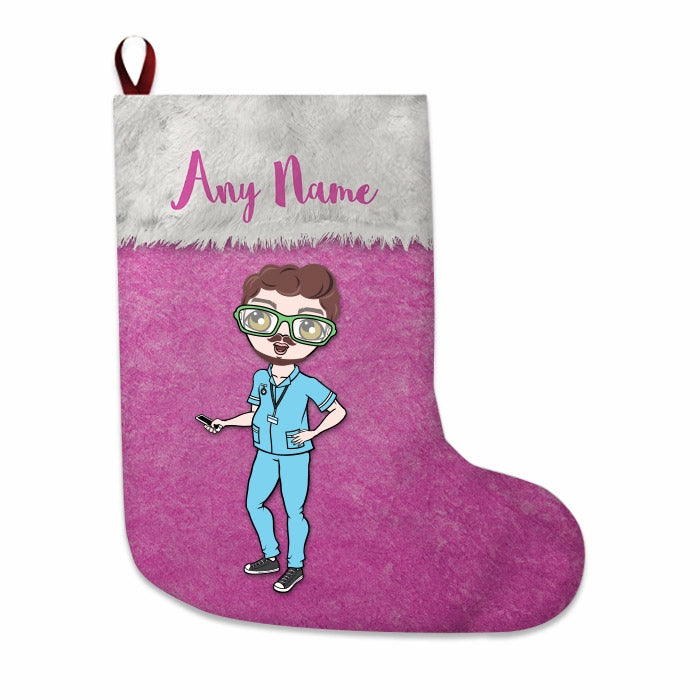 Mens Personalized Christmas Stocking - Classic Pink - Image 1