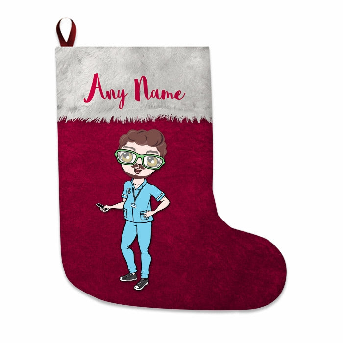 Mens Personalized Christmas Stocking - Classic Red - Image 1
