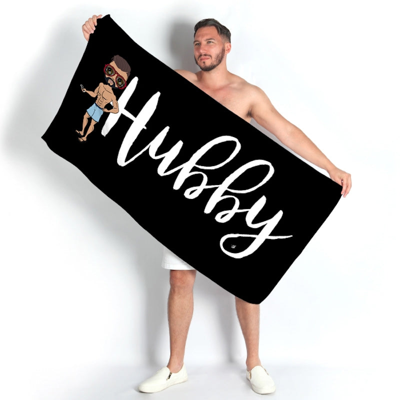 MrCB Bold Hubby Black Beach Towel - Image 1