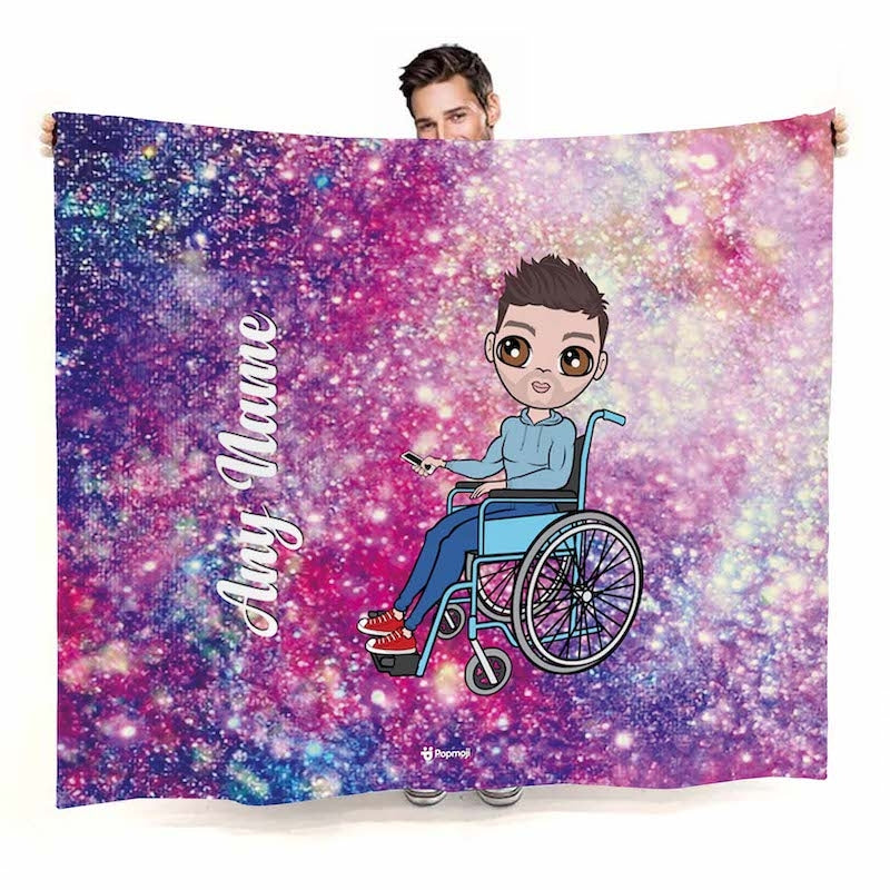 Mens Galaxy Glitter Wheelchair Fleece Blanket - Image 1