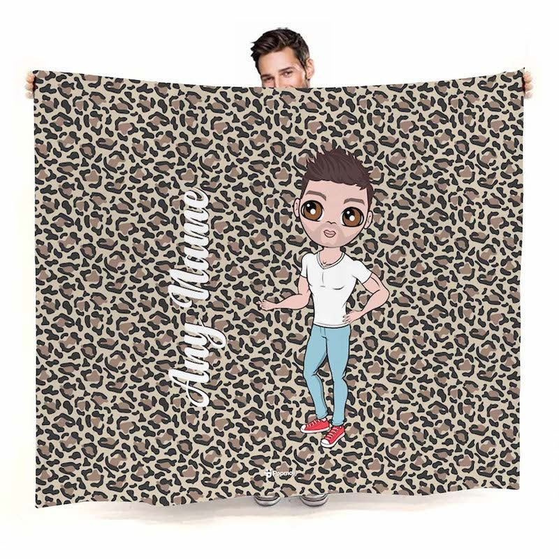 Mens Leopard Print Fleece Blanket - Image 1
