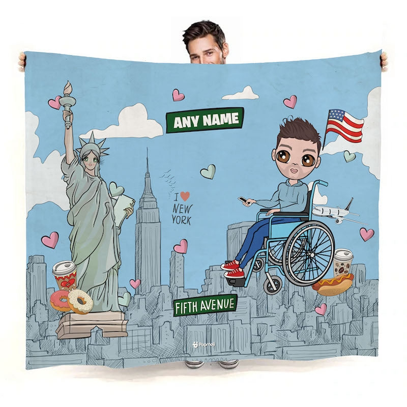Mens Love NY Wheelchair Fleece Blanket - Image 1