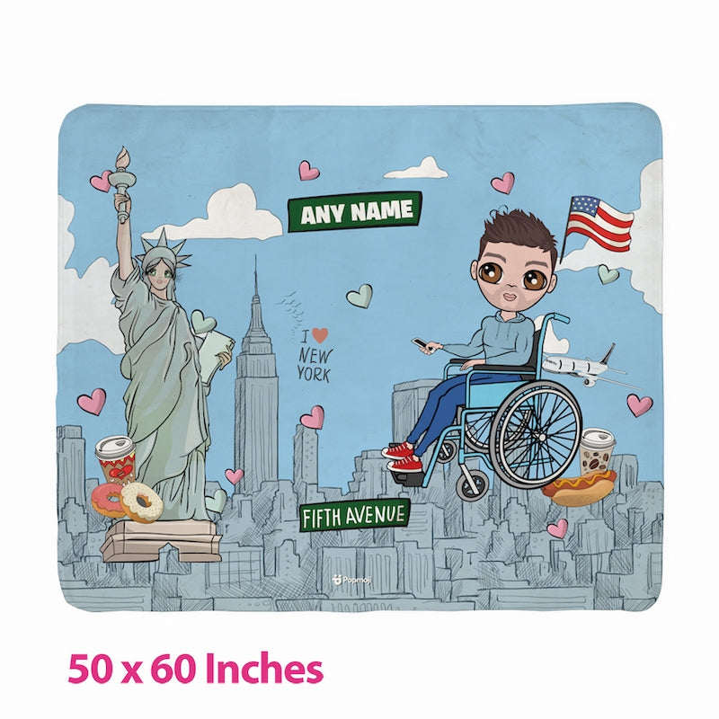 Mens Love NY Wheelchair Fleece Blanket - Image 2