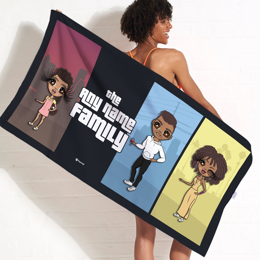Multi Character Color Blocks Family Of 3 Beach Towel - Image 1