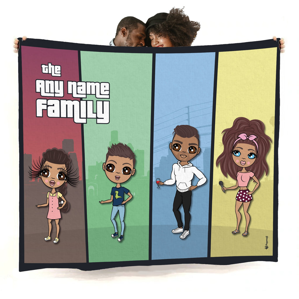 Multi Character Color Blocks Family Of 4 Fleece Blanket - Image 1