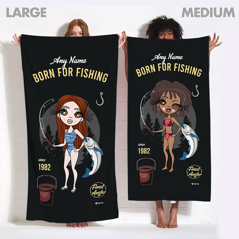 Womens Personalized Born Fishing Beach Towel