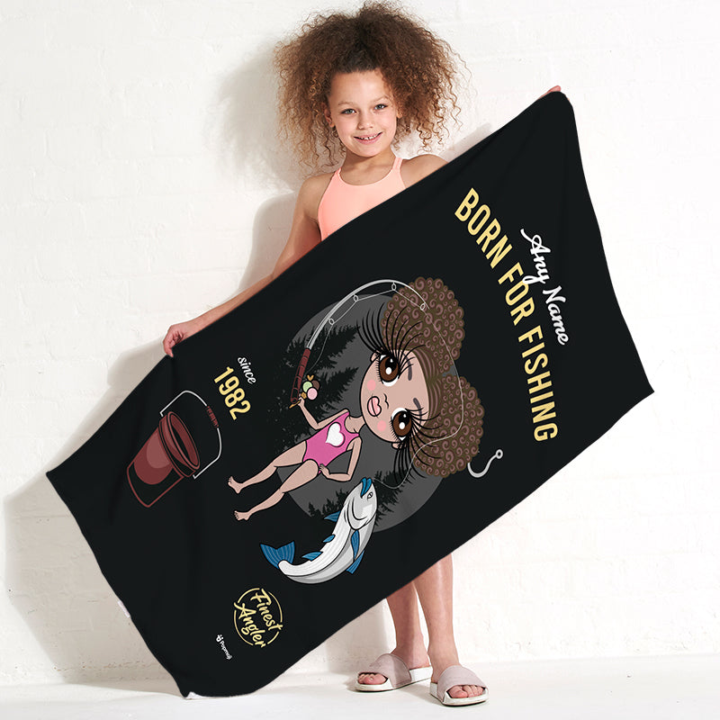 Girls Personalized Born Fishing Beach Towel