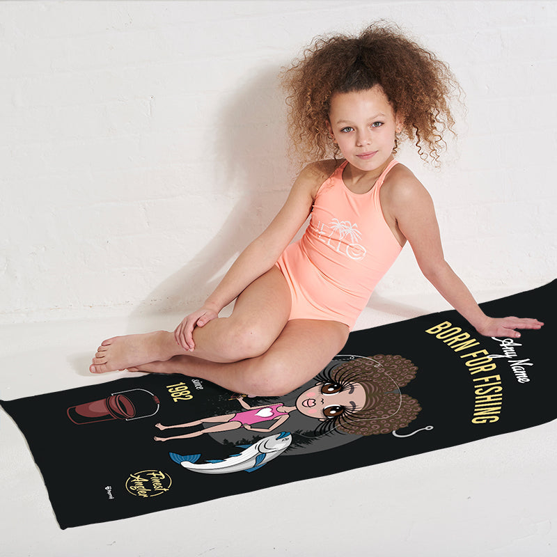 Girls Personalized Born Fishing Beach Towel