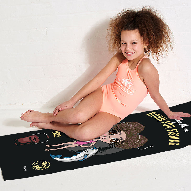 Girls Personalized Born Fishing Beach Towel