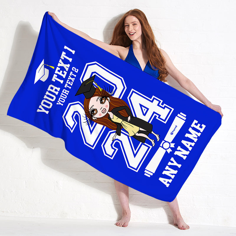Womens Personalized Graduation Blue Varsity Beach Towel