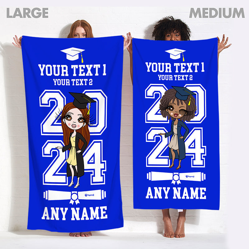 Womens Personalized Graduation Blue Varsity Beach Towel
