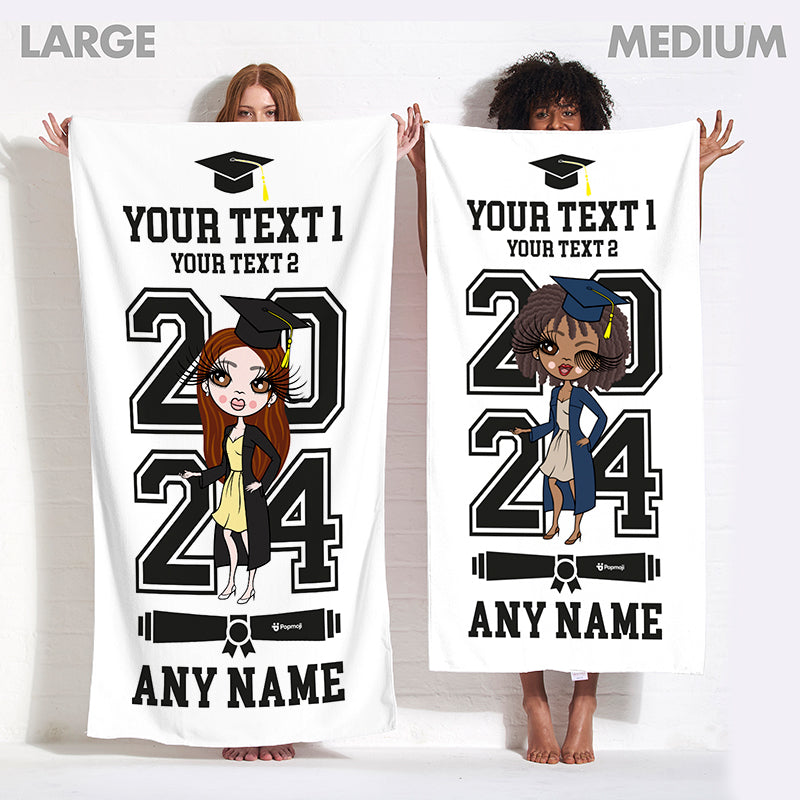 Womens Personalized Graduation White Varsity Beach Towel