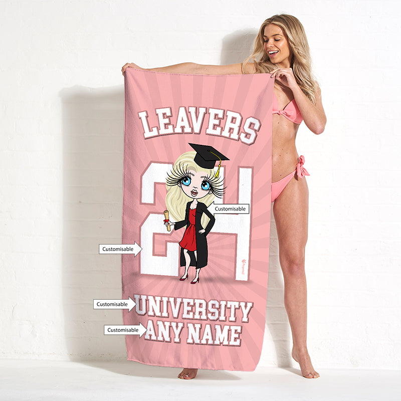 Womens Personalized Graduation Leavers Beach Towel