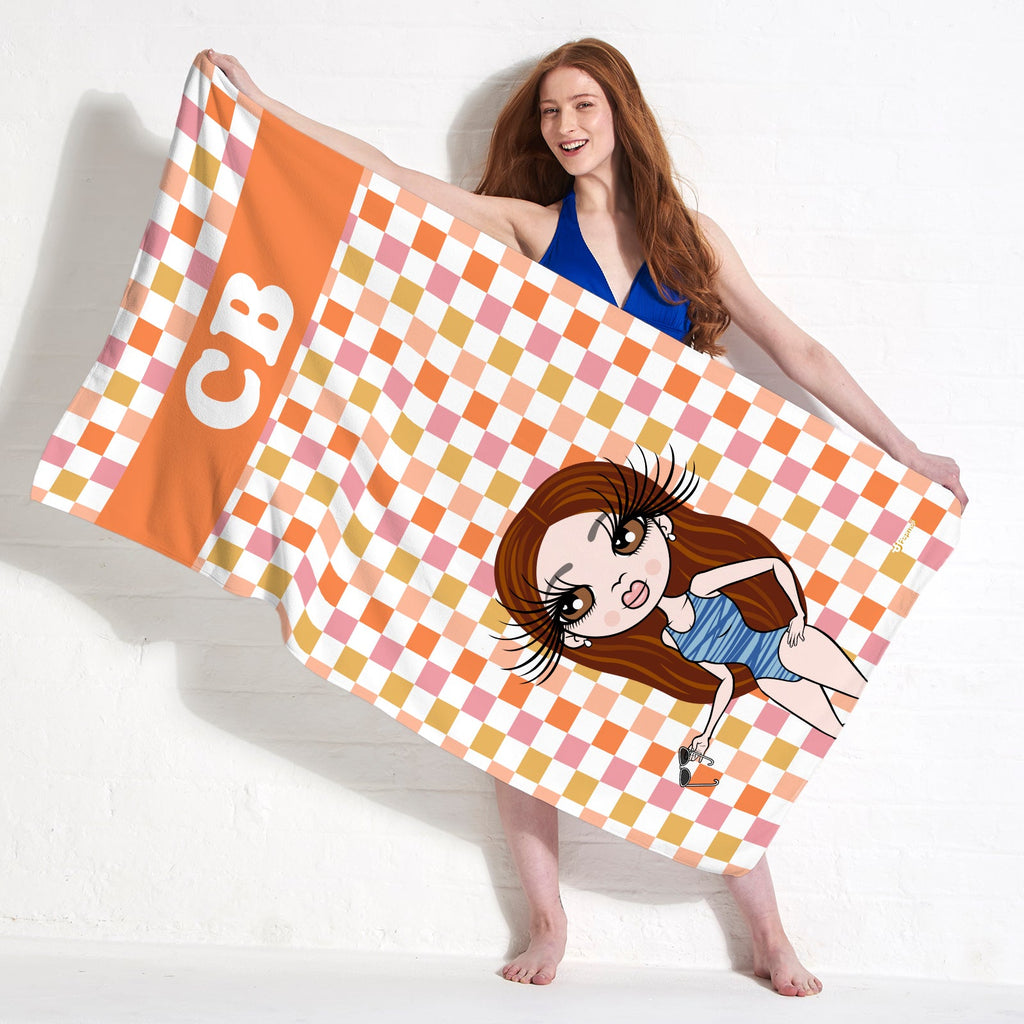 Womens Personalized Checkered Beach Towel