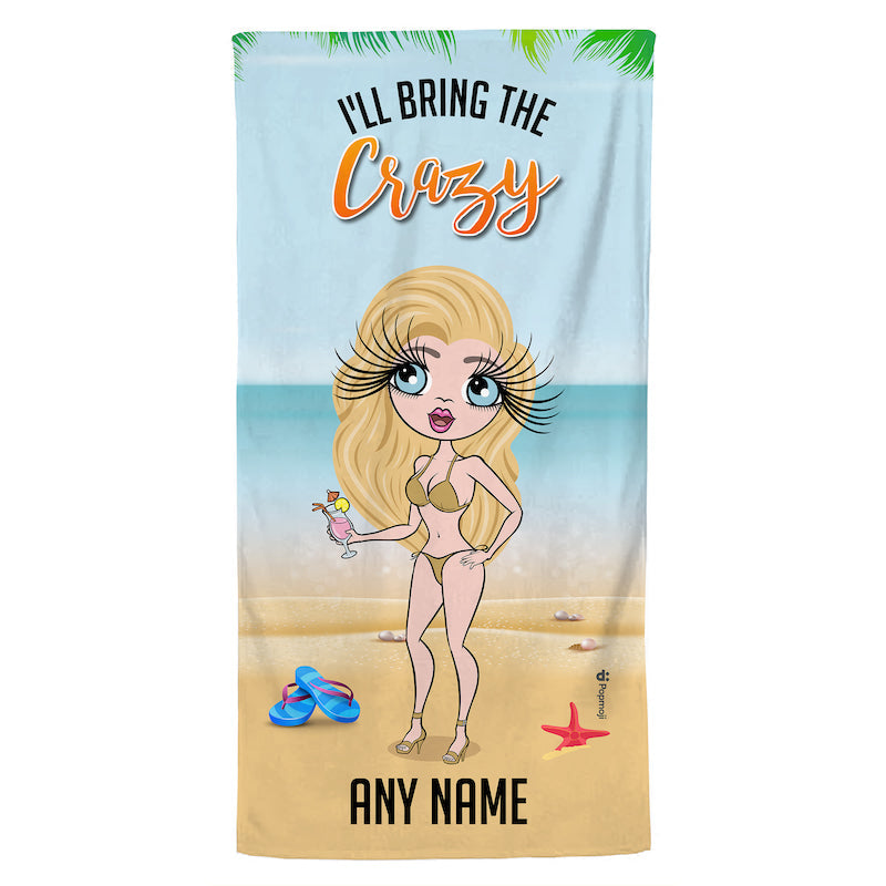 Womens Personalized Tropical Girls Trip The Crazy Beach Towel
