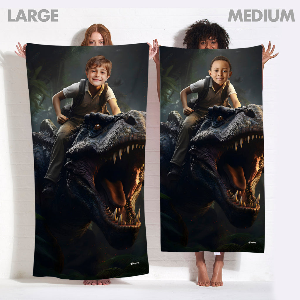 Face Upload Dinosaur Adventure Beach Towel