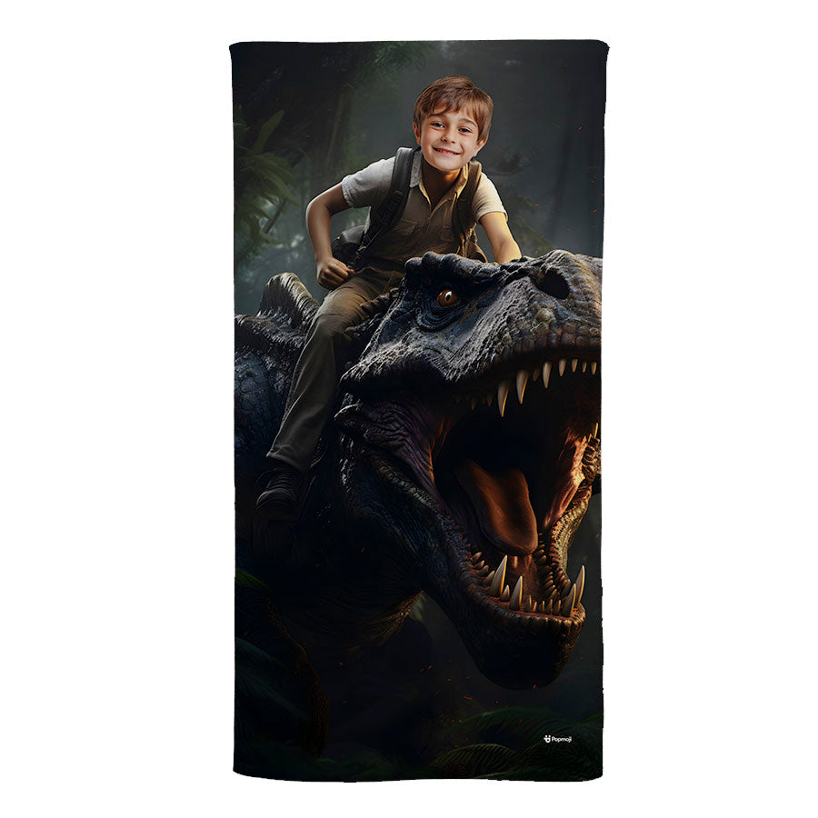 Face Upload Dinosaur Adventure Beach Towel