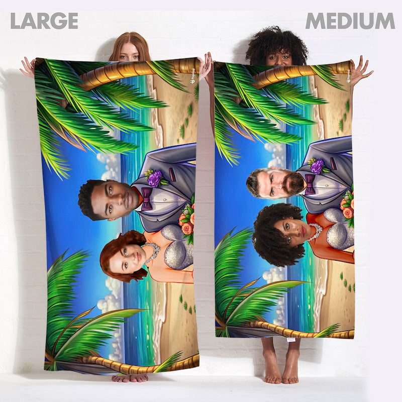 Face Upload Beach Wedding 2 Image Beach Towel
