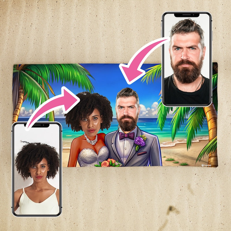 Face Upload Beach Wedding 2 Image Beach Towel