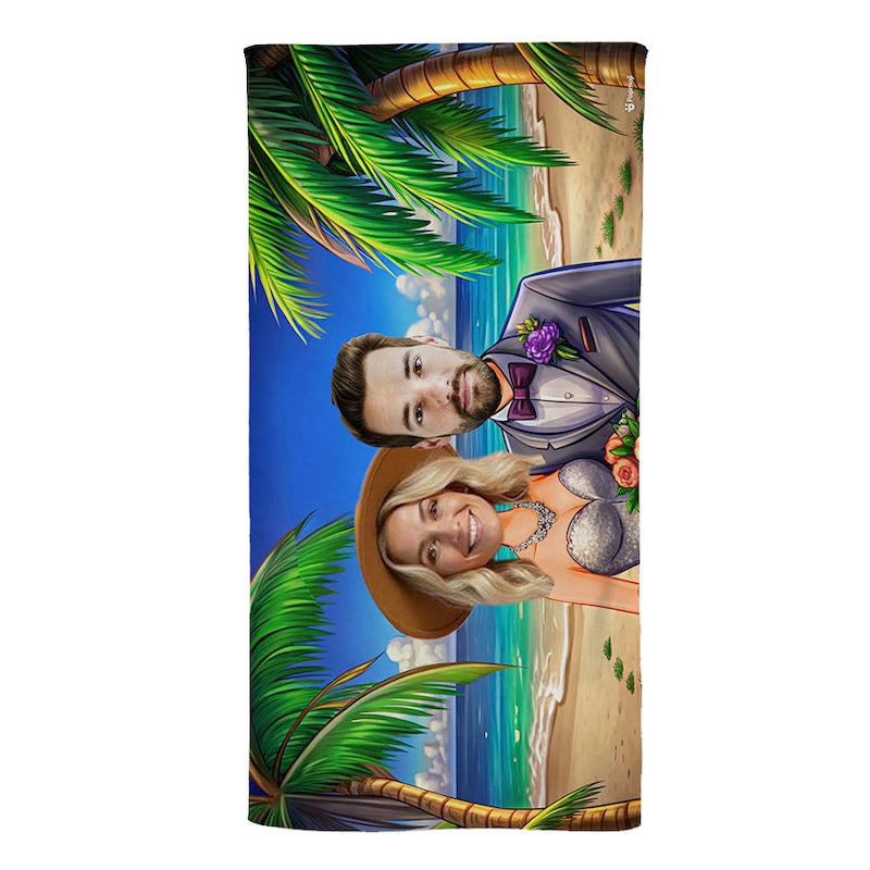 Face Upload Beach Wedding 2 Image Beach Towel