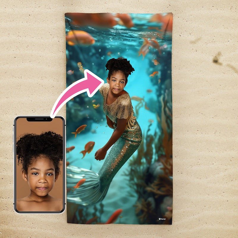 Face Upload Dreamy Mermaid Beach Towel