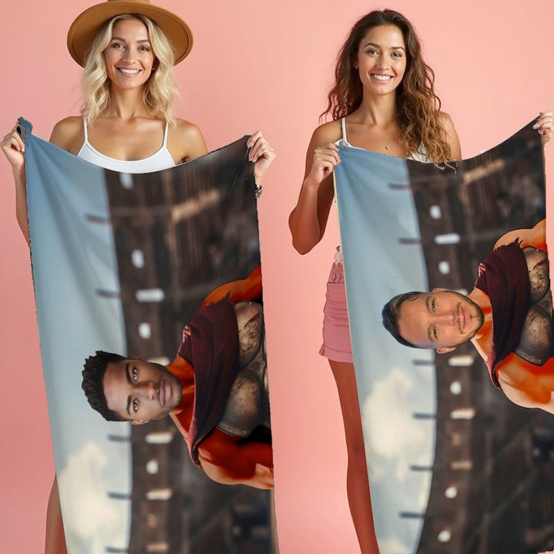 Face Upload Gladiator Beach Towel
