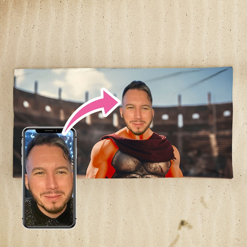 Face Upload Gladiator Beach Towel
