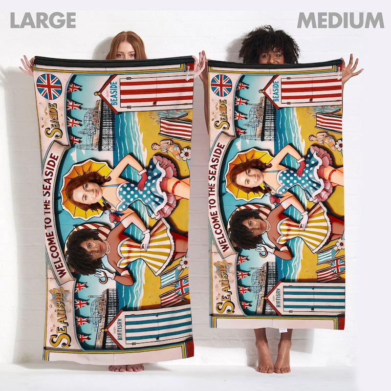 Face Upload Ladies Seaside Cut Out 2 Image Beach Towel