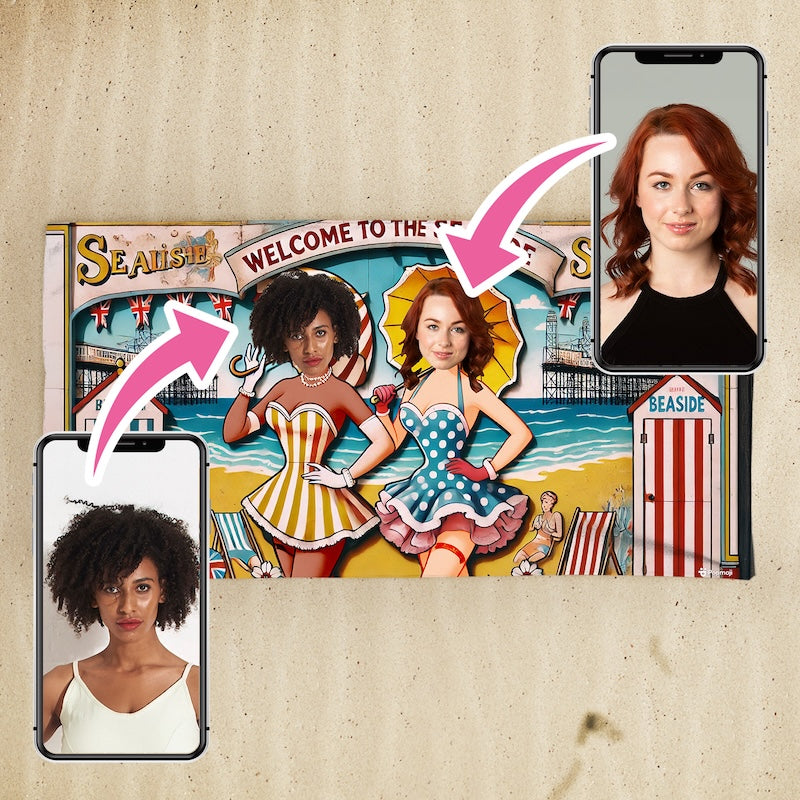 Face Upload Ladies Seaside Cut Out 2 Image Beach Towel