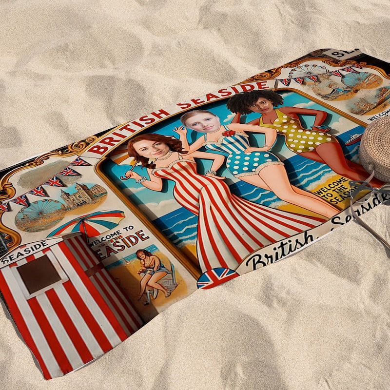 Face Upload Ladies Seaside Cut Out 3 Image Beach Towel