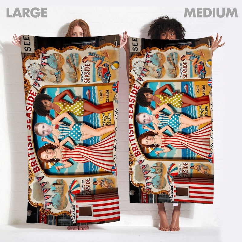 Face Upload Ladies Seaside Cut Out 3 Image Beach Towel