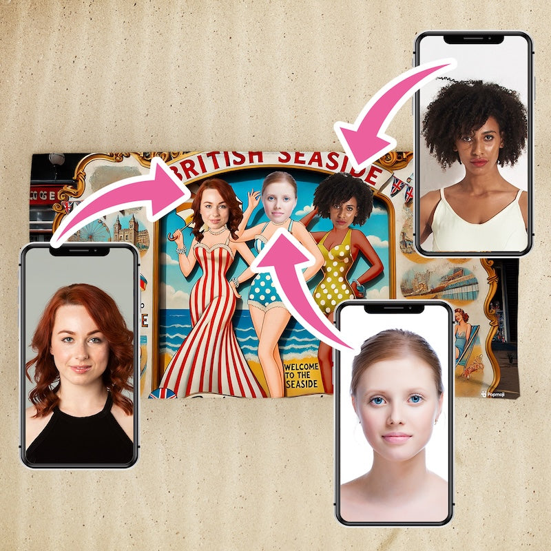 Face Upload Ladies Seaside Cut Out 3 Image Beach Towel