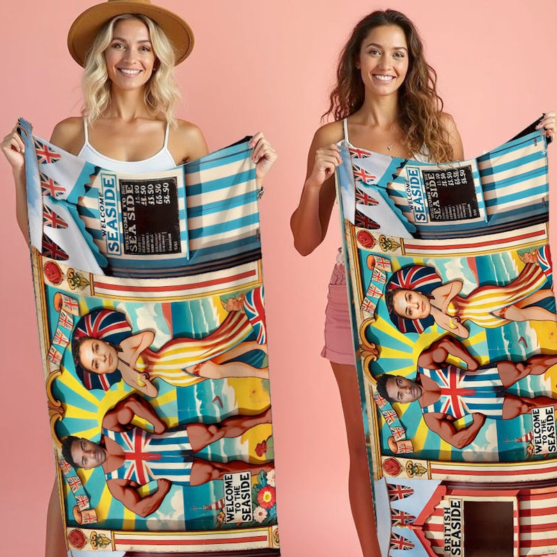 Face Upload Seaside Cut Out 2 Image Beach Towel
