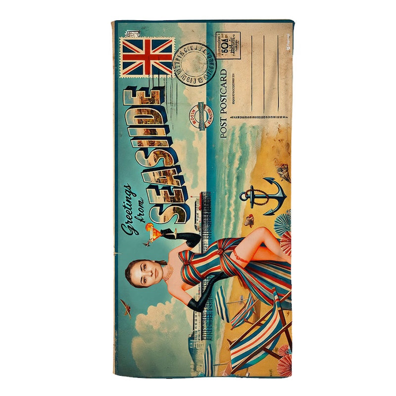 Face Upload Seaside Postcard Cut Out Beach Towel