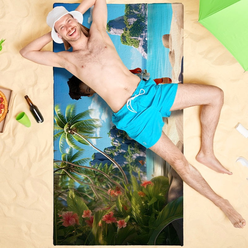 Face Upload Tropical Coast Beach Towel