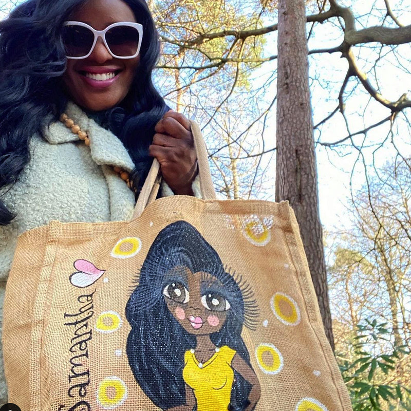 Womens Personalized Hand Painted Jute Bag - Large
