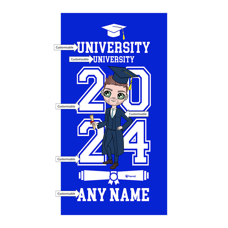 Mens Personalized Graduation Blue Varsity Beach Towel