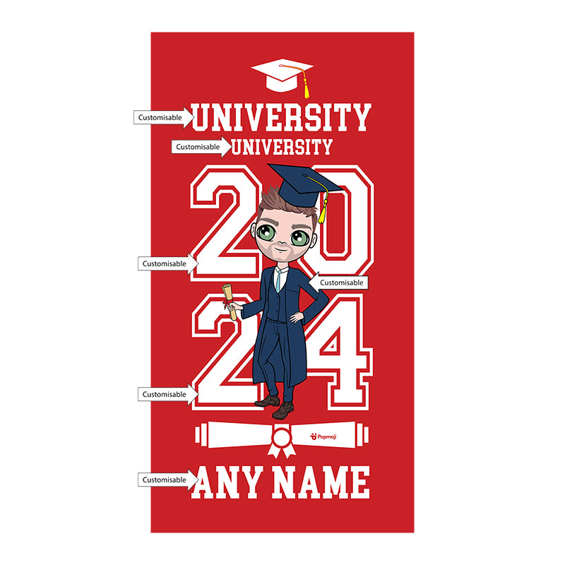 Mens Personalized Graduation Red Varsity Beach Towel