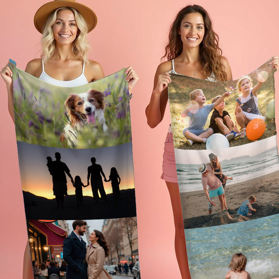 Photo Upload 3 Image Beach Towel