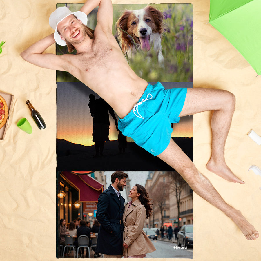 Photo Upload 3 Image Beach Towel