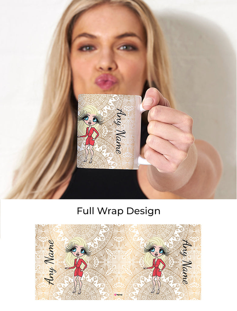 Womens Personalized Golden Lace Mug