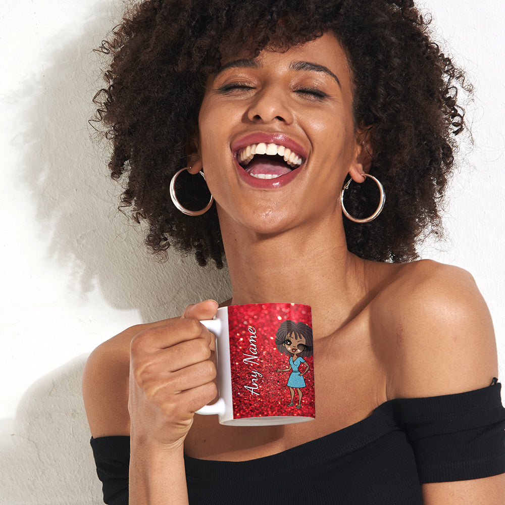 Womens Personalized Romantic Glitter Effect Mug