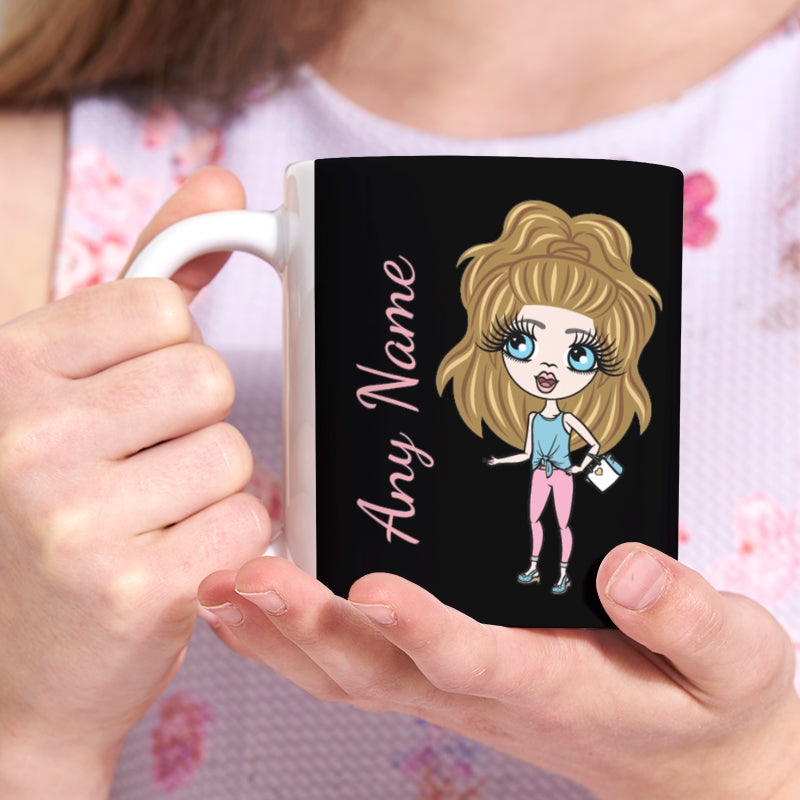 Girls Personalized Black Mug