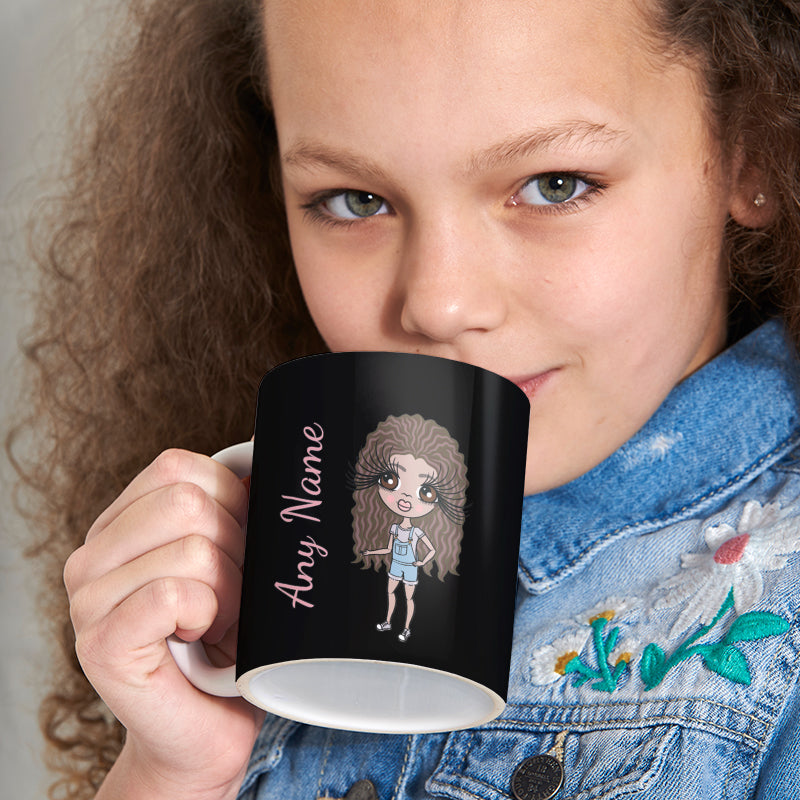 Girls Personalized Black Mug